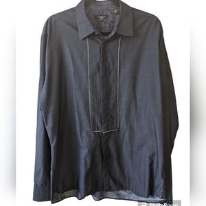 Ted Baker men's dark grey &white finely dotted shirt size 17.5. US XL